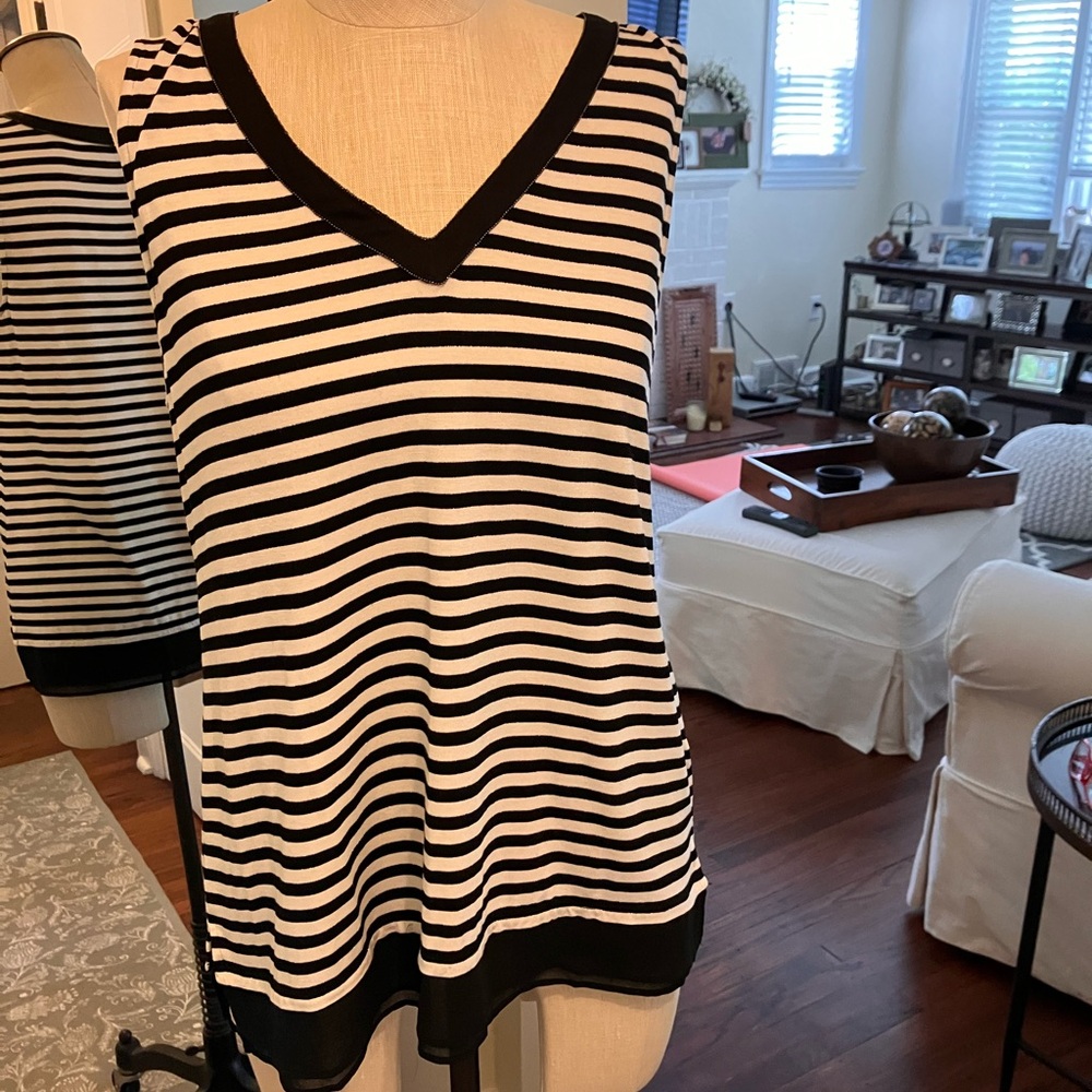 WHBM Striped black & white sleeveless top.